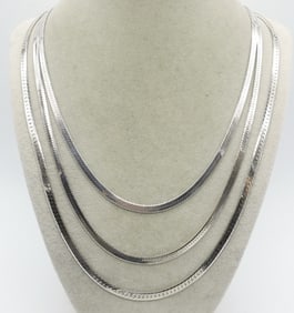(3) LONG STERLING CHAINS