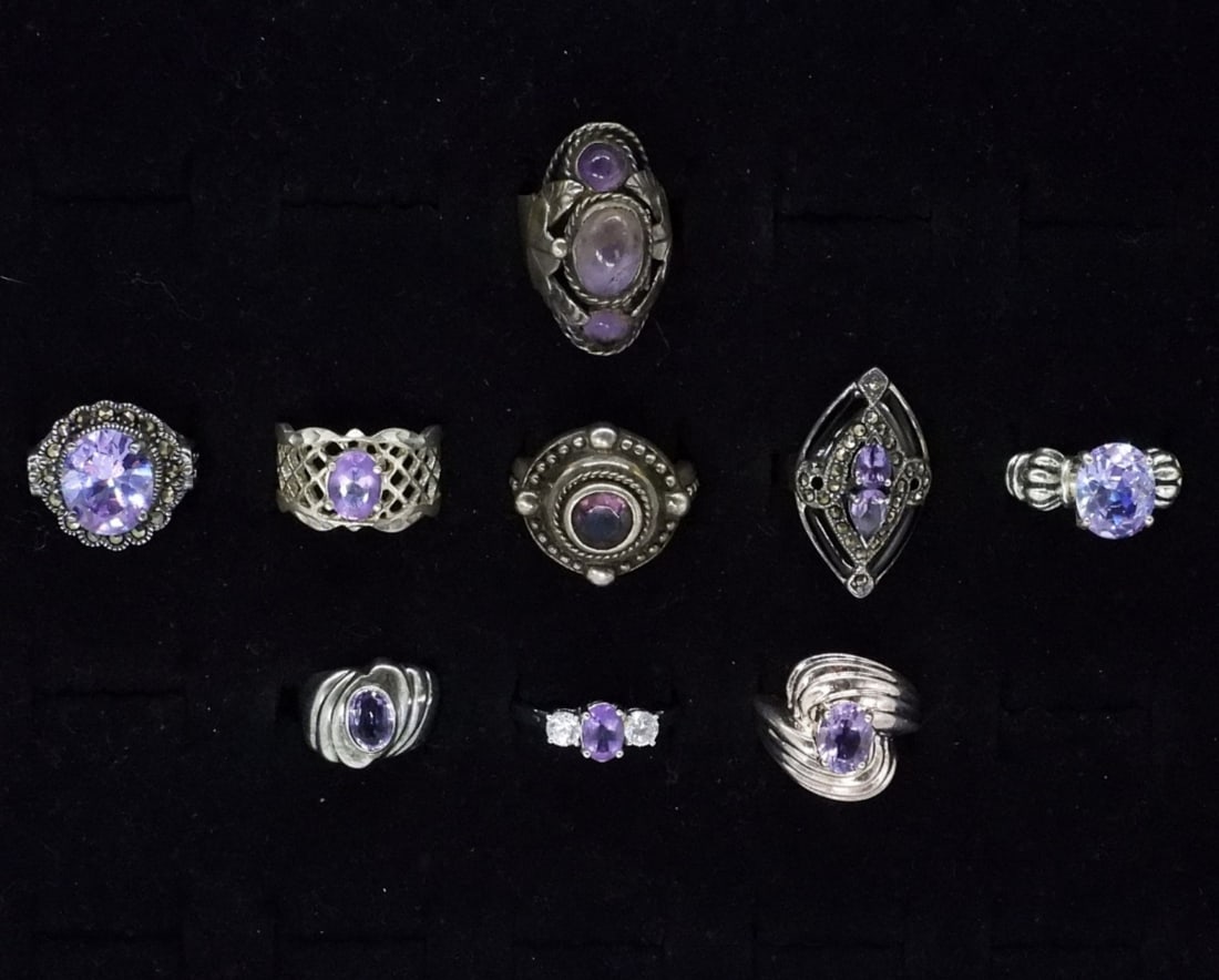 (9) VTG STERLING AMETHYST RINGS & TAXCO (1 of 3)