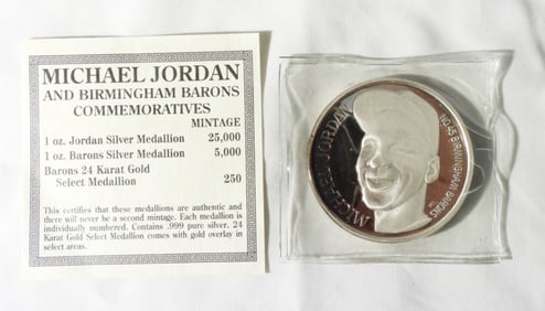 1994 MICHAEL JORDAN  1 OZ T .999 SILVER LIMITED ED