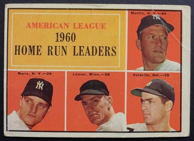 1961 TOPPS #44 HOME RUN LEADERS / MANTLE