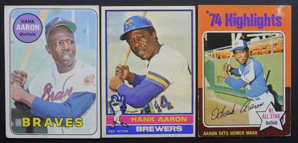 1976 OPC HANK AARON, 1969 TOPPS AARON
