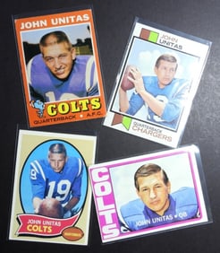 (4) VARIETY JOHN UNITAS TOPPS CARDS