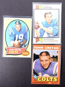 (3) VARIETY JOHN UNITAS TOPPS CARDS