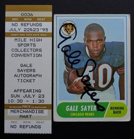 GALE SAYERS SIGNED FOOTBALL CARD