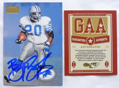 BARRY SANDERS SIGNED FOOTBALL CARD