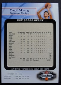 YAO MING BOX SCORE DEBUT CARD FLEER 02-03