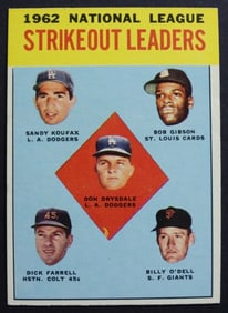 1963 TOPPS #9 STIKEOUT LDRS / KOUFAX
