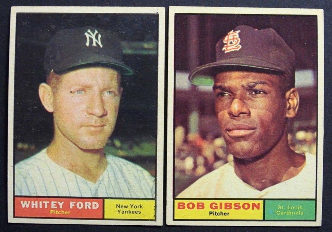 1961 TOPPS WHITED FORD & GIBSON: BOTH NICE EX/EM (FORD inked "c" on rev)