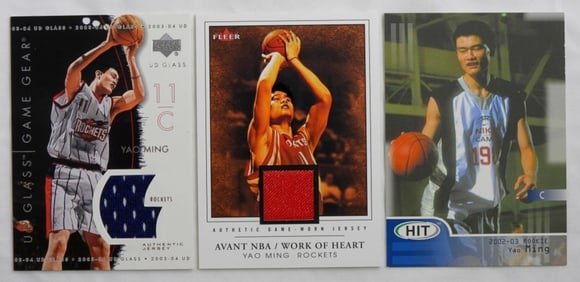 (3) YAO MING PREMIUM BASKETBALL CARDS