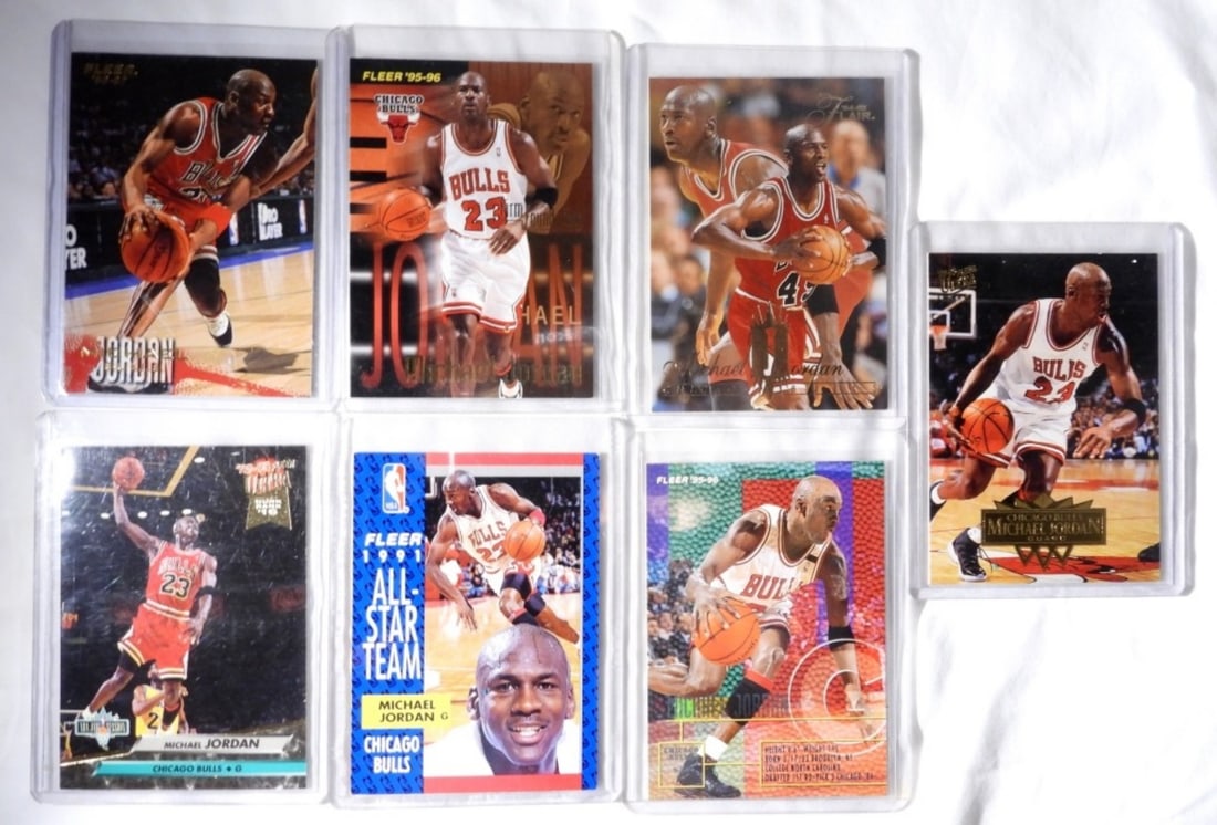 (7) VARIETY MICHAEL JORDAN FLEER CARDS (1 of 2)