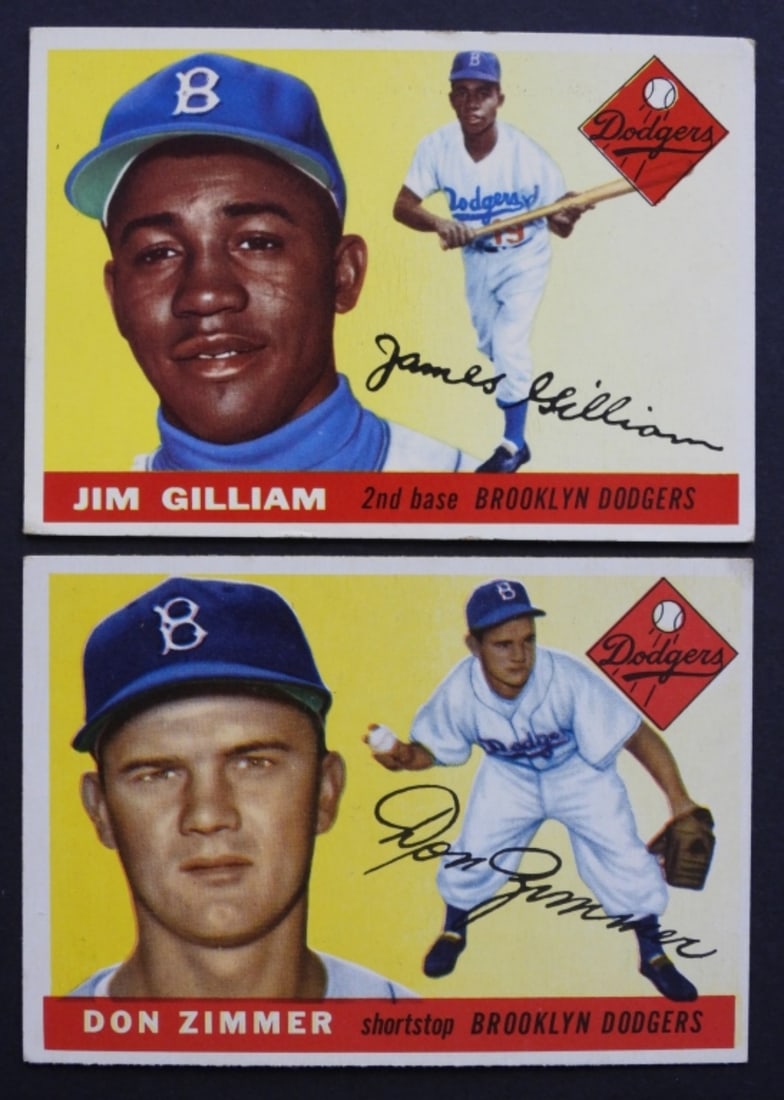 1955 TOPPS #5 GILLIAM & #92 ZIMMER: DODGERS LOT - NICE EX
