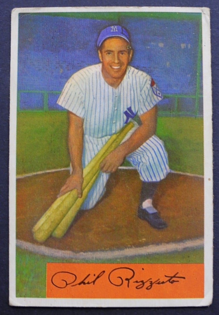 1954 BOWMAN #1 PHIL RIZZUTO: VG back crease - NICE COLOR