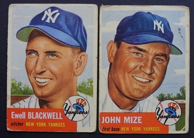 (2) 1953 TOPPS YANKEES CARDS