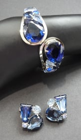 VINTAGE BLUE TONE BRACELET & EARRINGS