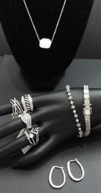 (8) PIECE SILVER TONE FASHION JEWELRY