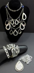 (4) pc SILVER TONE FASHION JEWELRY LOT