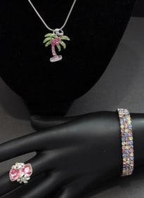 RAINBOW RHINETONE JEWELRY - PALM TREE