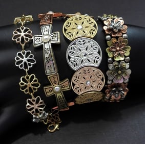 TRI-COLOR BRACELET LOT of 4