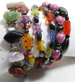 (5) COLORFUL BRACELETS w/STONES