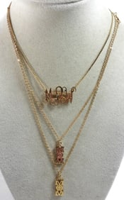 (2) "MOM" NECKLACES (1) "MAW" NECKLACE