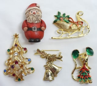 MONET CHRISTMAS TREE PIN plus (4)