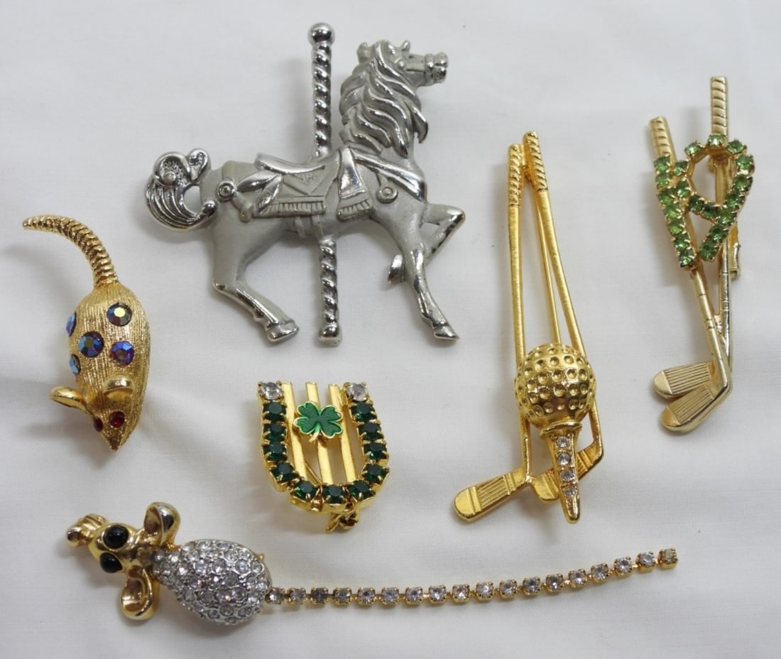 (6) FASHION PINS GOLF CLUBS, MICE & MORE: CUTE LOT