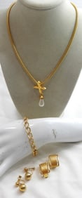 ANNE KLEIN NECKLACE, GOLD FILL EARRINGS