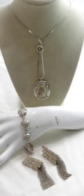 PRETTY SILVER TONE JEWELRY LOT
