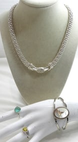 PRETTY SILVER TONE JEWELRY LOT