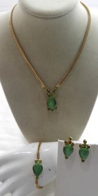 (3) pc VINTAGE GREEN RHINESTONE SET