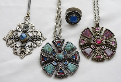 (3) CELTIC CROSS STYLE NECKLACE & RING