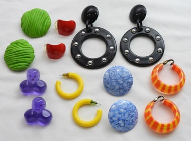 (7) RETRO EARRINGS PIERCED & CLIP ON