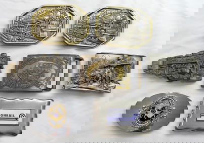 (7) BELT BUCKLES with TRAINS & MORE