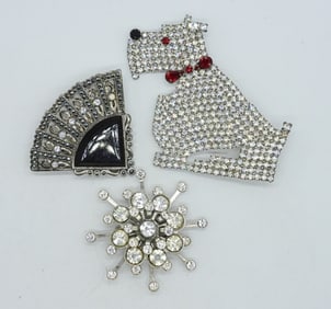 CUTE RHINESTONE BROOCHES - VINTAGE
