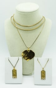(5) GOLD TONE FASHION NECKLACES
