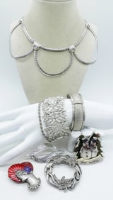 (8) SILVER TONE FASHION ACCESSORIES