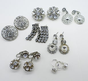 (7) PAIR VTG RHINESTONE EARRINGS