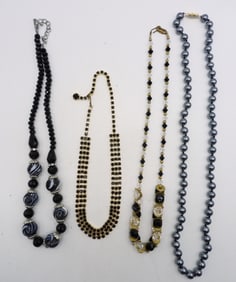 4 BLACK BEAD / GEMSTONE NECKLACES