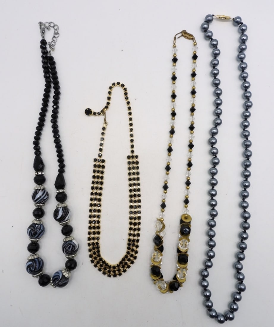 4 BLACK BEAD / GEMSTONE NECKLACES (1 of 2)