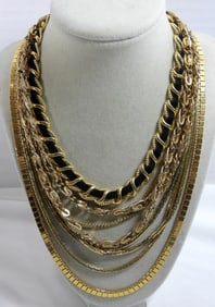 5 BEAUTIFUL GOLD TONED NECKLACES
