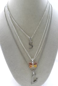 3 BEAUTIFUL SILVER TONE NECKLACES