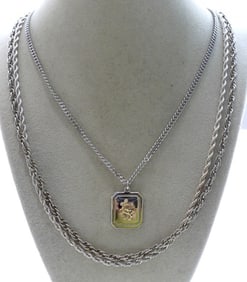 3 SILVER TONE NECKLACE CHAINS