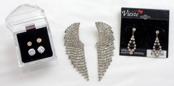 3 STUNNING SILVER TONE EARING SETS