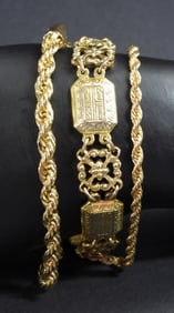 3 STUNNING GOLD TONED BRACELETS