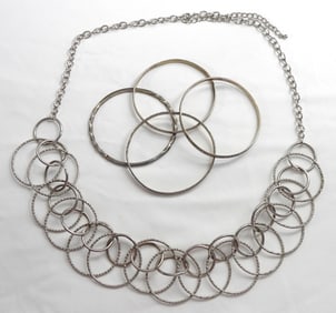 VARIETY SILVER TONE NECKLACE & BRACELET