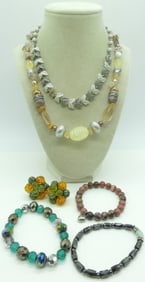 (6) FASHION NECKLACES, BRACELETS +