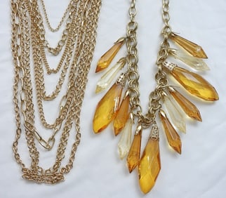 (2) BRIGHT SPARKLING FASHION NECKLACES