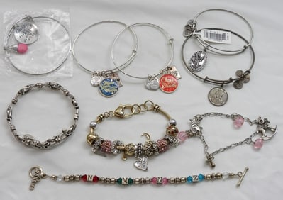 9 UNIQUE ALEX & ANI CHARM BRACELETS