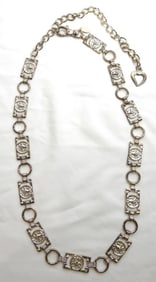 LARGE UNIQUE SILVER TONE NECKLACE