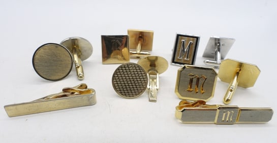 5 PAIR OF CUFFLINKS, 2 TIE CLIPS